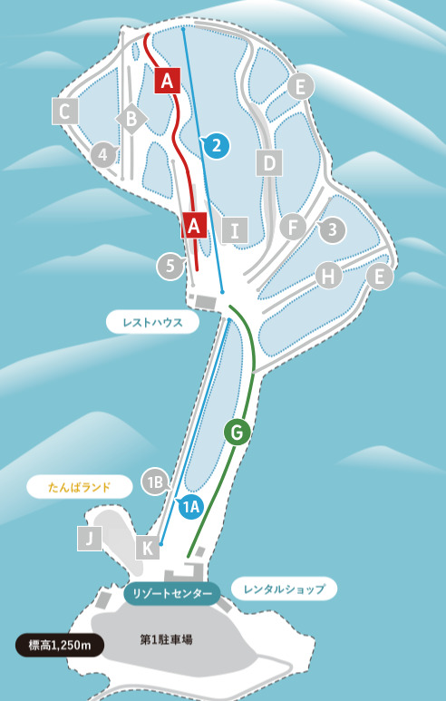 たんばらスキーパーク　コースマップ　ファミリーコース　スノーサーチ　SNOWSEARCH.JP